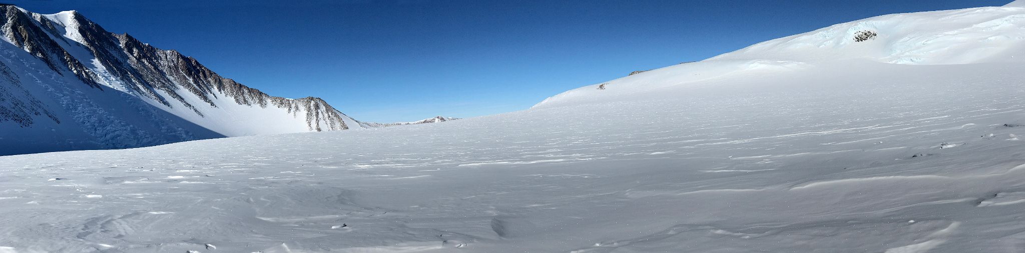 02B Panoramic View Of Taylor Ledge With Principe de Asturias Peak From The Toilet At Mount Vinson Low Camp